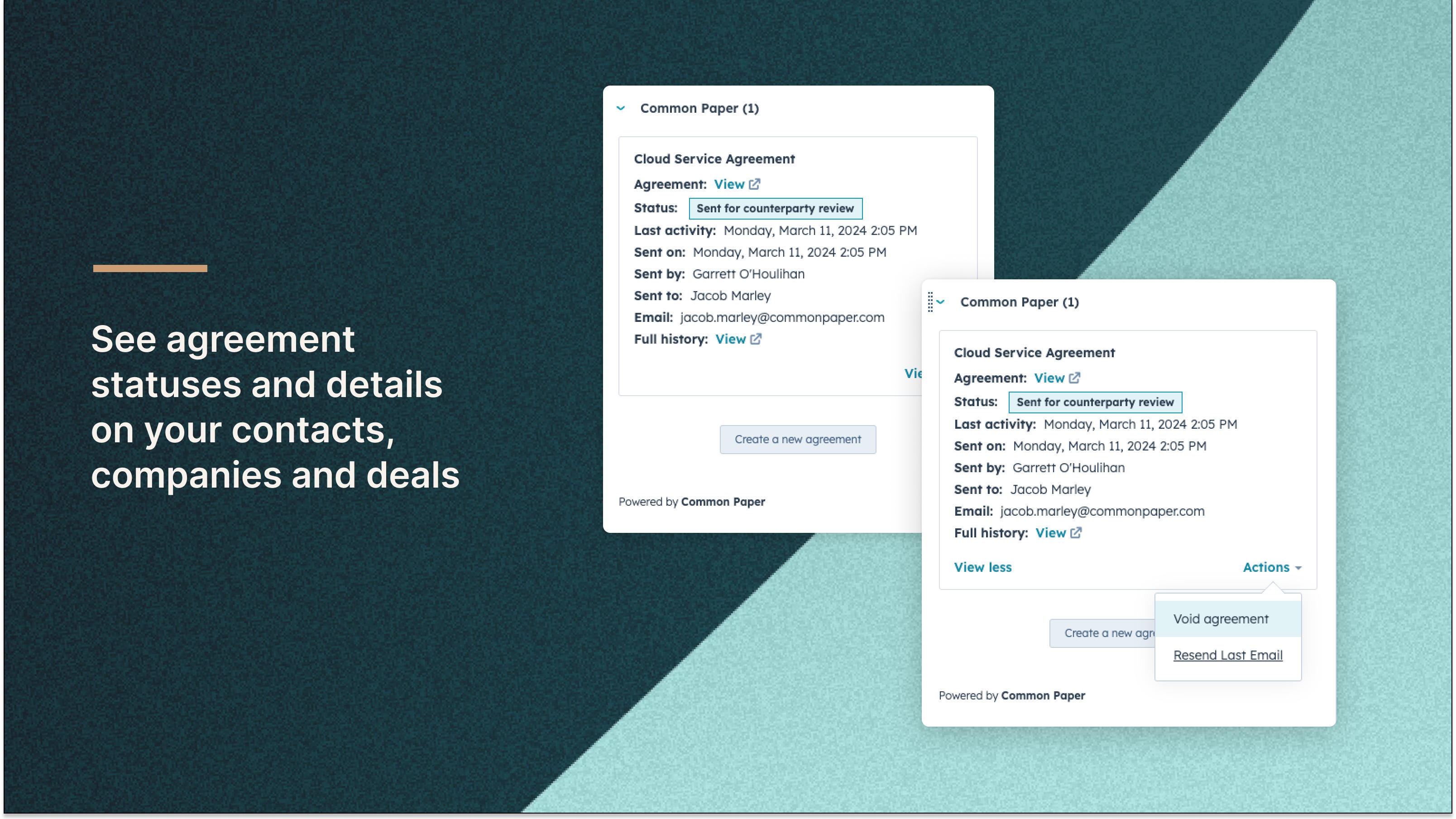 Track agreement status
